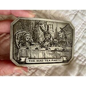 Vintage 1974 Bergamot Brass Works Mad Hatter Alice in Wonderland Belt Buckle